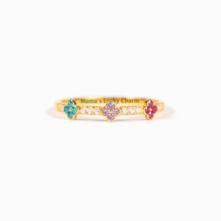 Mama's Lucky Charm 1-5 Birthstones Clover Ring