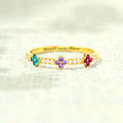 Mama's Lucky Charm 1-5 Birthstones Clover Ring