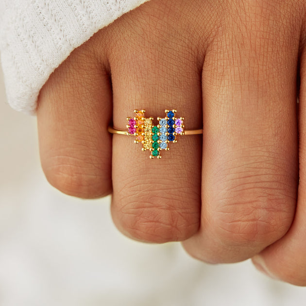 Rainbow heart ring discount