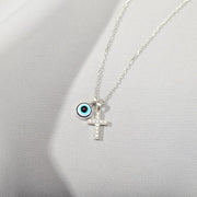 Blessed And Protected Cross&Evil Eye Necklace