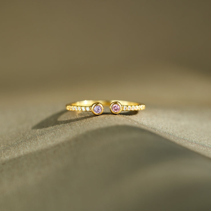 Double Birthstones Open Ring Band