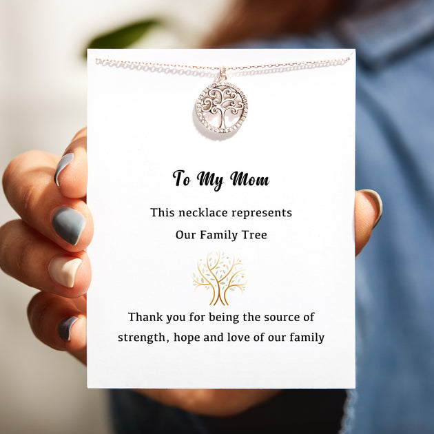 Thank You Mom Family Tree Necklace