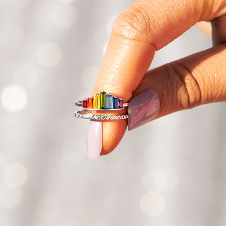 Seven Colors Of Rainbow Mother-Daughter Ring