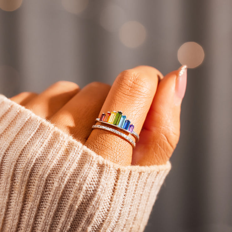 Seven Colors Of Rainbow Mother-Daughter Ring