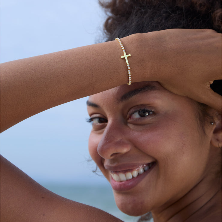 Blessed Friends Matching Crystal Band Cross Bracelet