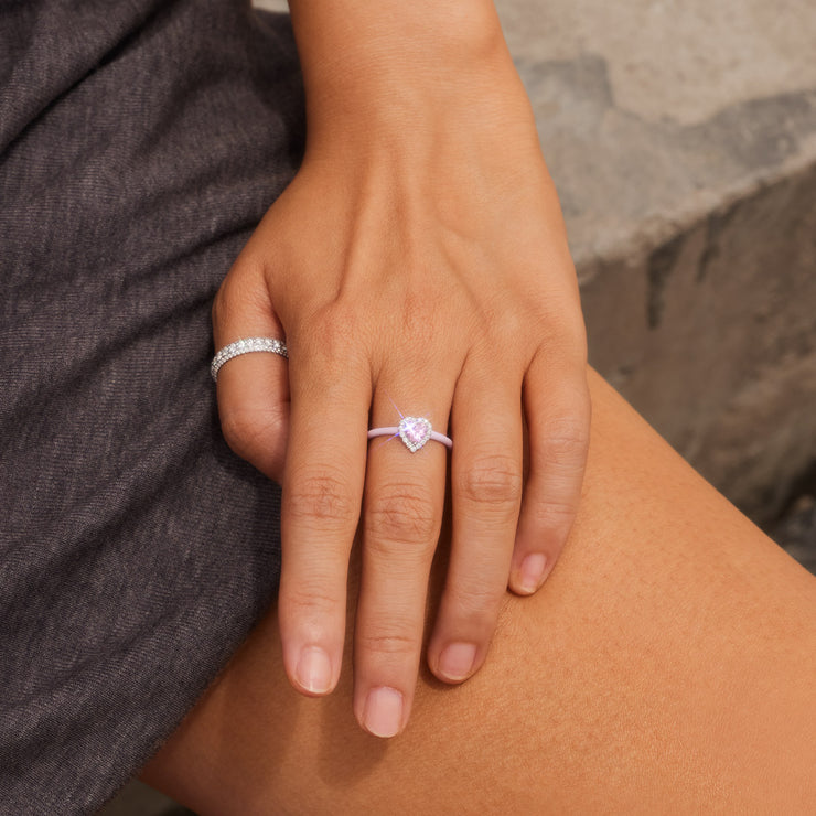 Pink Heart-Shaped Enamel Ring