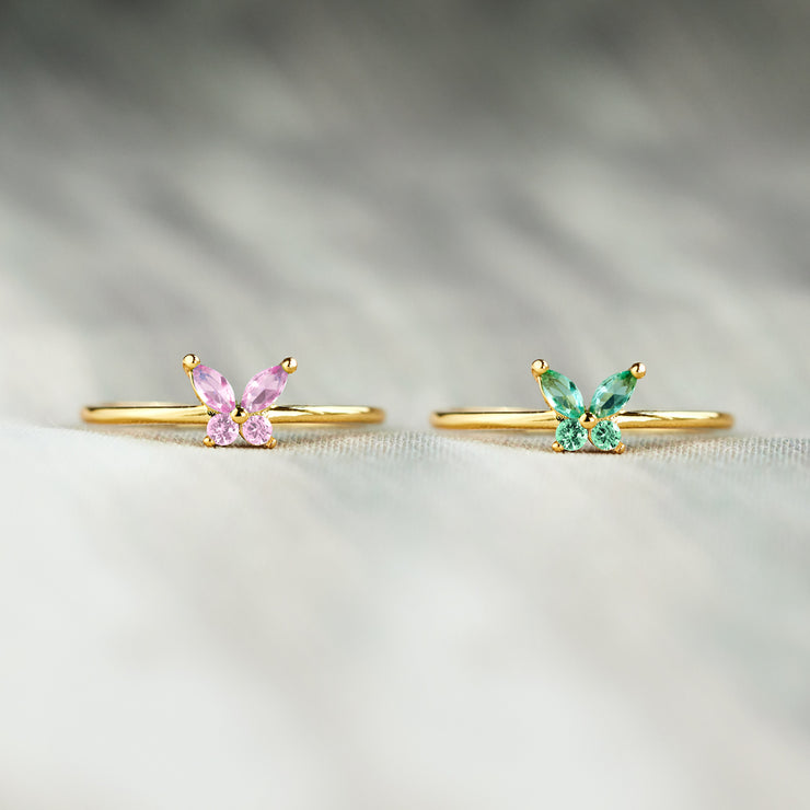 Sisters Are Like Butterflies Matching Birthstone Butterfly Ring
