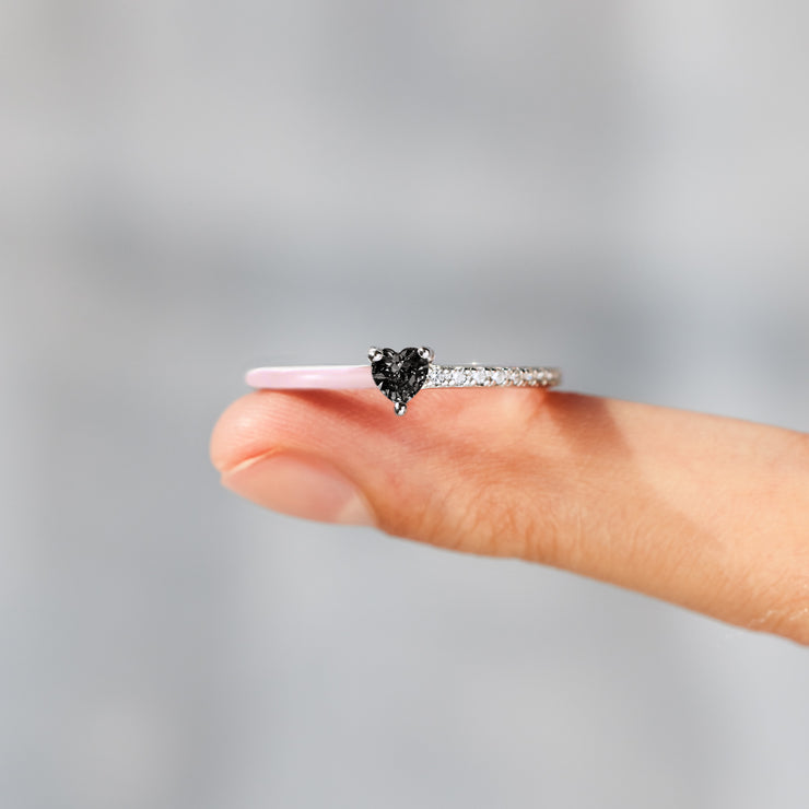 Heart-Cut Half Enamel Ring