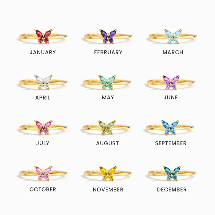 Sisters Are Like Butterflies Matching Birthstone Butterfly Ring
