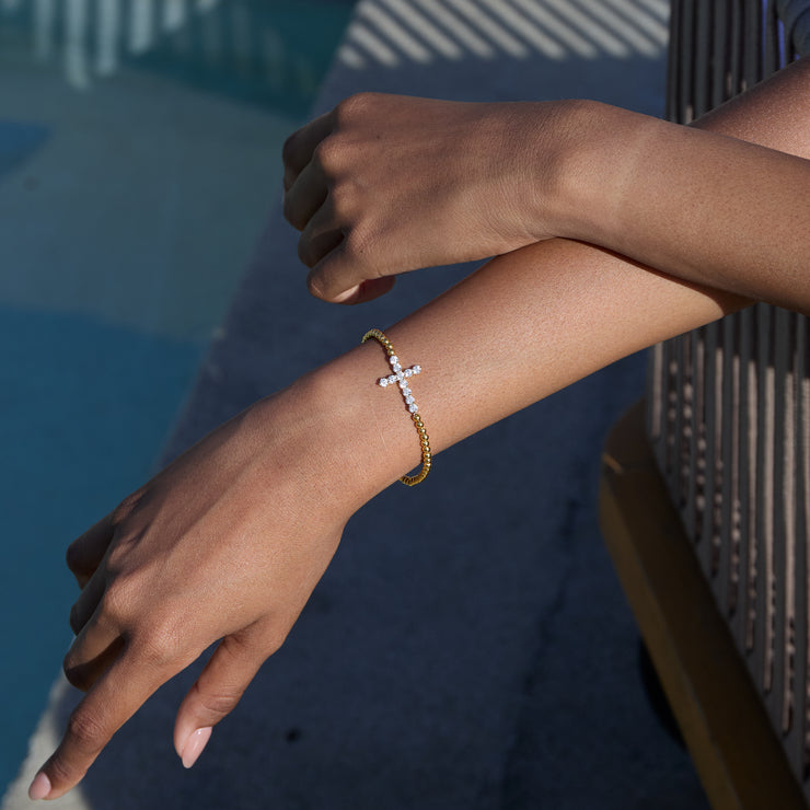 From Mom To Daughter Crystal Cross Bracelet
