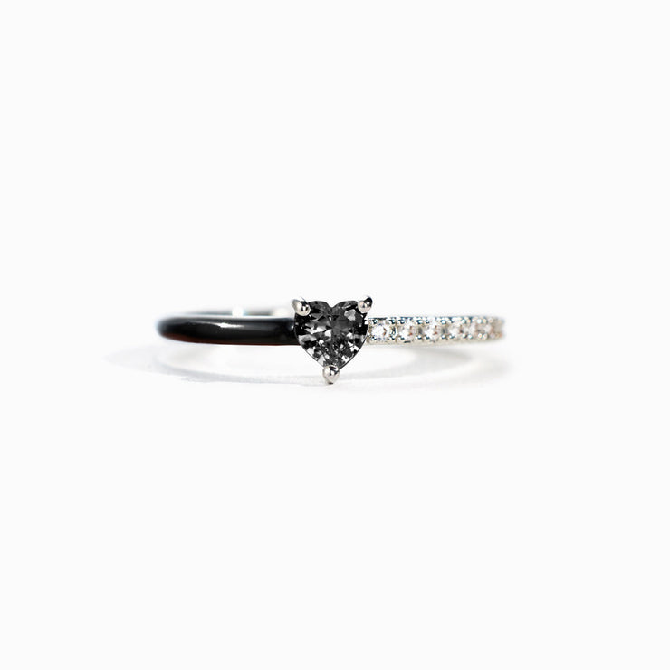 Don't Let The Past Control You Black Heart-Cut Half Enamel Ring