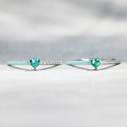 The Eternal Love Matching Heart-Cut Half Enamel Emerald Ring