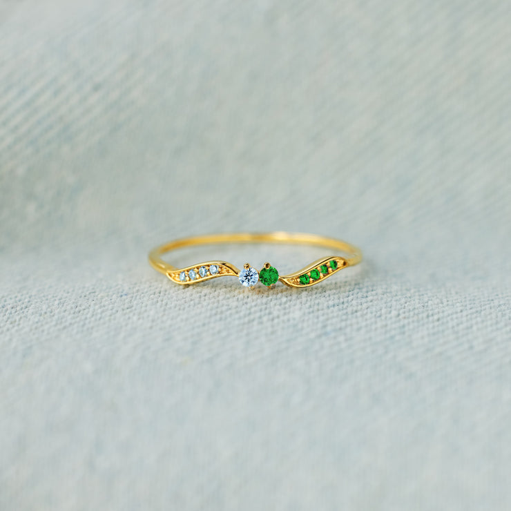 High Tide Or Low Tide Personalized Double Stone Wavy Ring