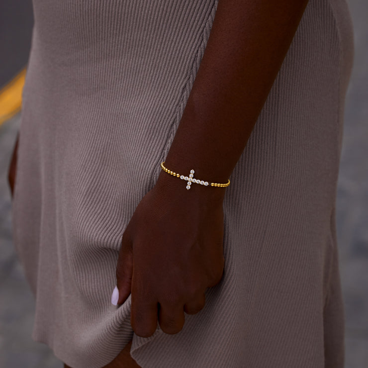 From Mom To Daughter Crystal Cross Bracelet
