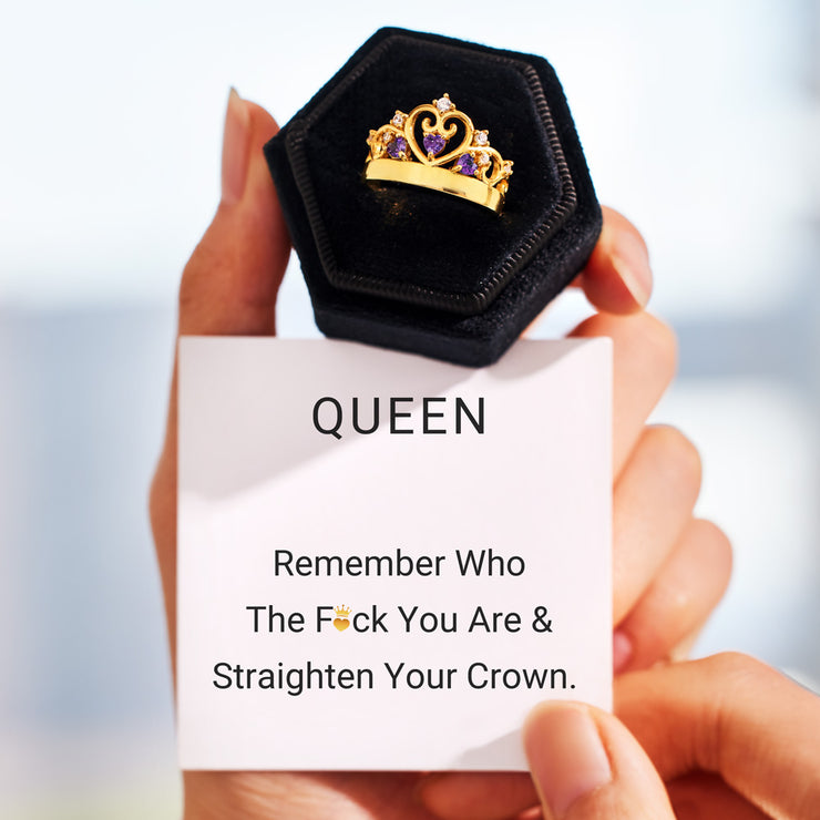 Remember Who The Fuck You Are Birthstone Crown Ring