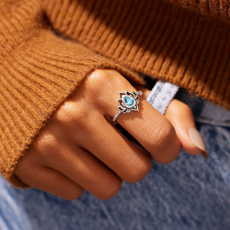 Engraved Lotus Ring