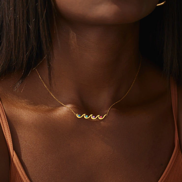 1-6 Birthstones Wave Necklace