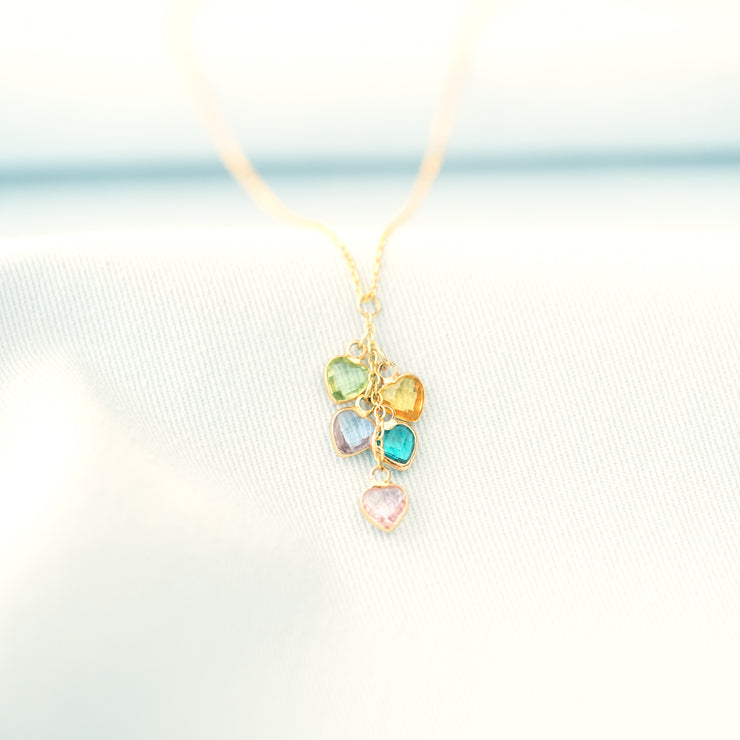 1-13 Heart Birthstones Cascading Necklace