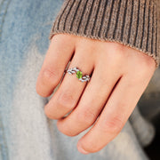 Green Peridot Leaf Ring