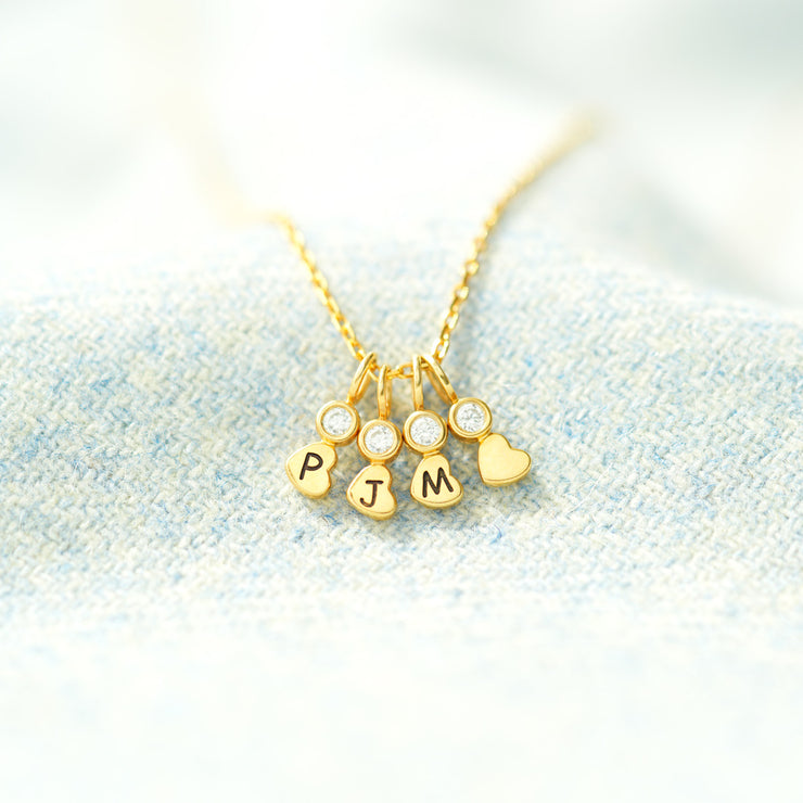 1-8 Initials Tiny Heart Charm Necklace