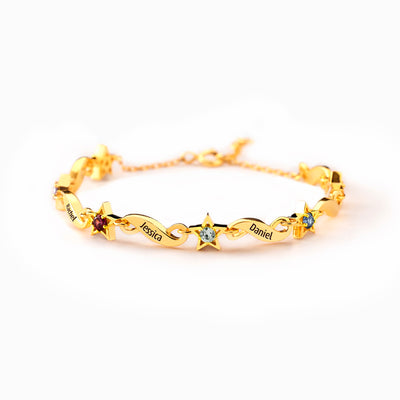 Twinkle Twinkle Infinity & Star 1-6 Birthstone Bracelet