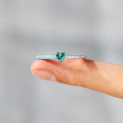 Heart-Cut Half Enamel Ring