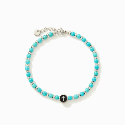 Turquoise Bead Cross Bracelet