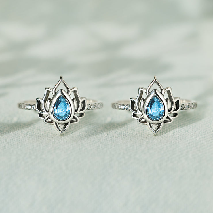 Best Bitches Blue Topaz Lotus Ring