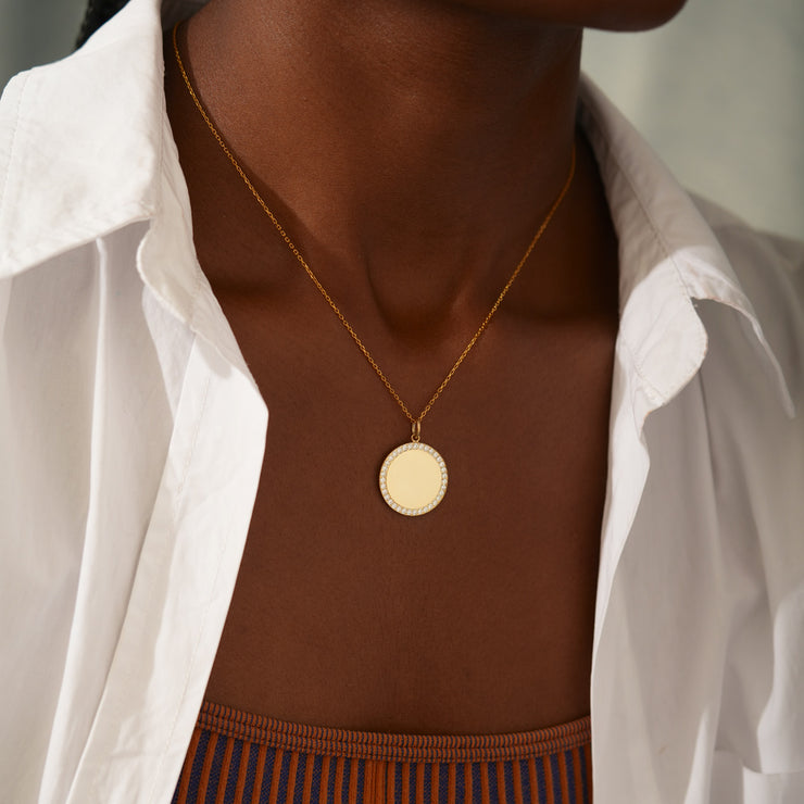 Clean Slate Pavé Rim Disc Necklace