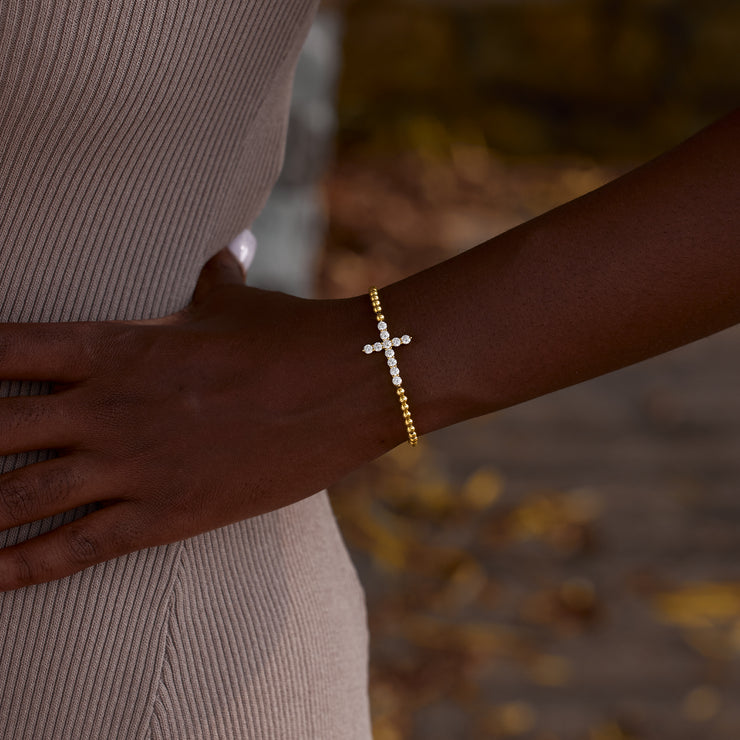 From Mom To Daughter Crystal Cross Bracelet