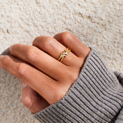 We Will Never Fall Two Strand Knot Ring