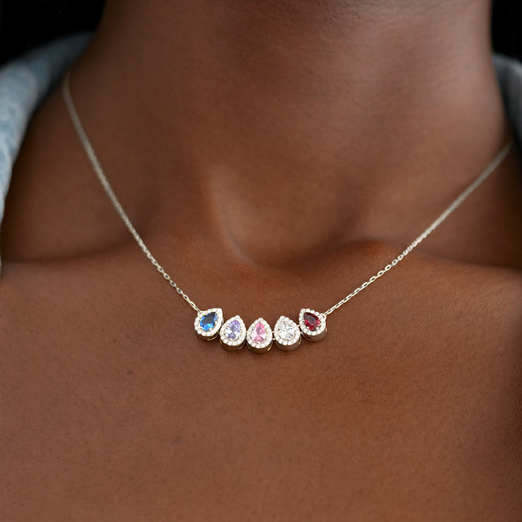 1-8 Pear Shaped Birthstone Necklace
