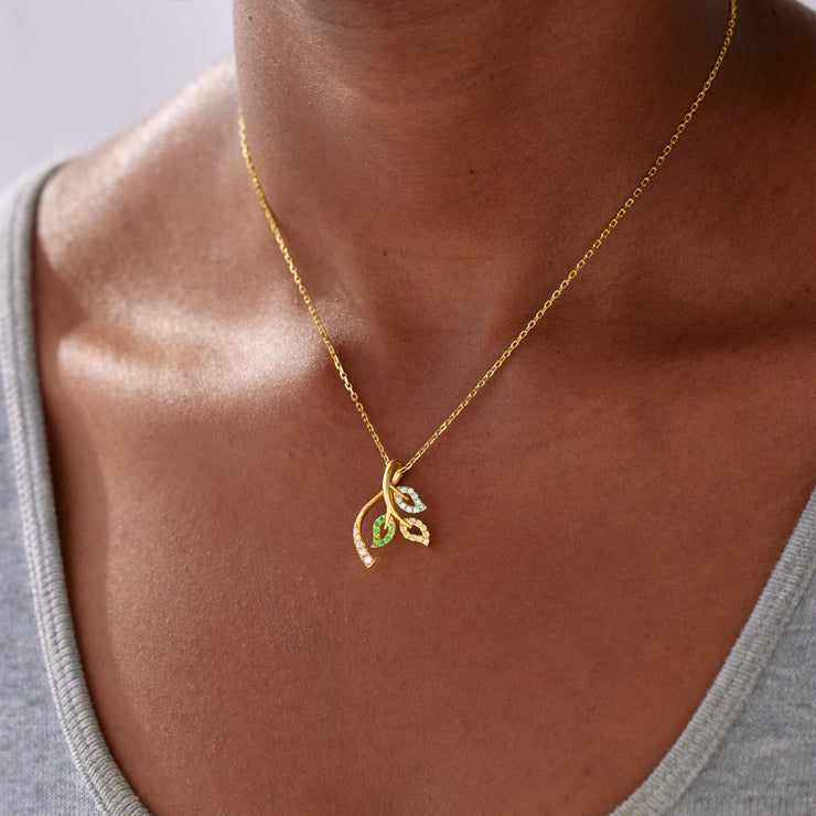 1-5 Birthstones Leaf Branch Necklace