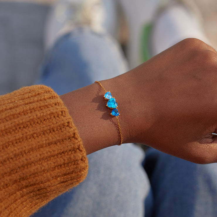 Mom And 1-6 Kids Heart Birthstone Bracelet