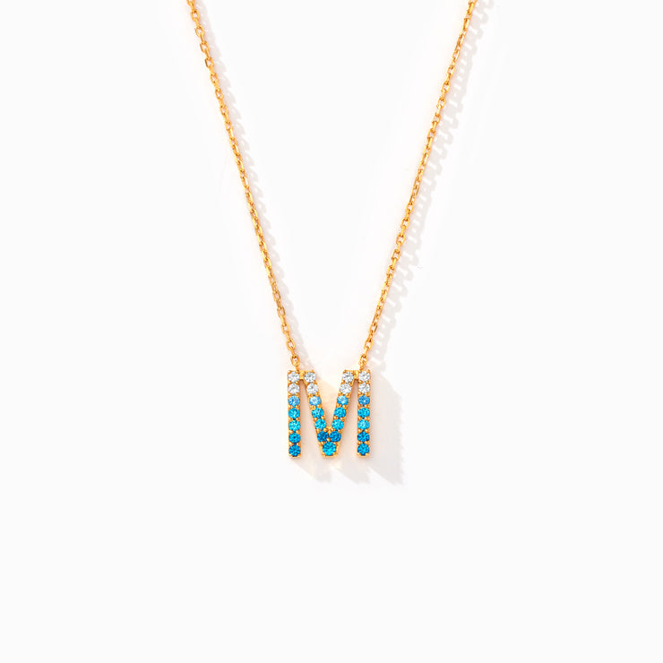 Dear Daughter Gradient Blue Letter Necklace