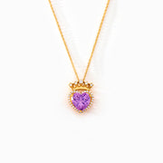 Heart Birthstone Crown Necklace