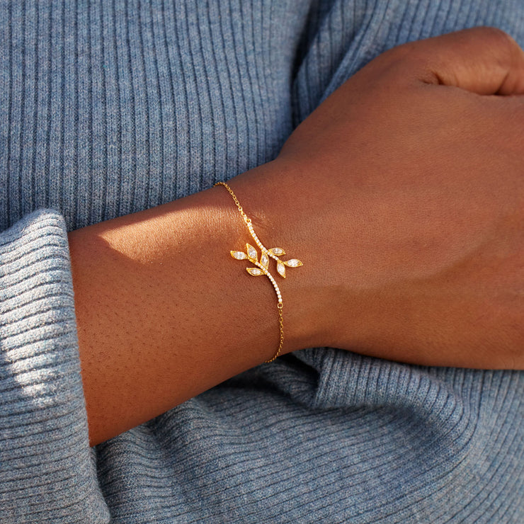 Dainty Parallel Leaves Bracelet