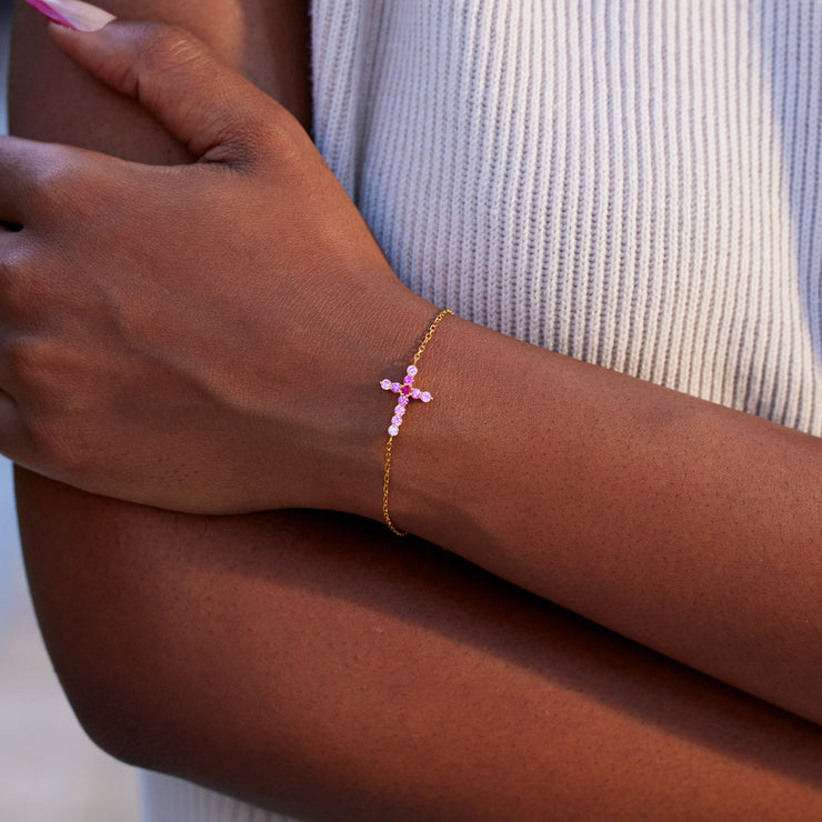 My Small Circle of Female Friends Gradient Pavé Cross Bracelet