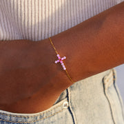 My Small Circle of Female Friends Gradient Pavé Cross Bracelet