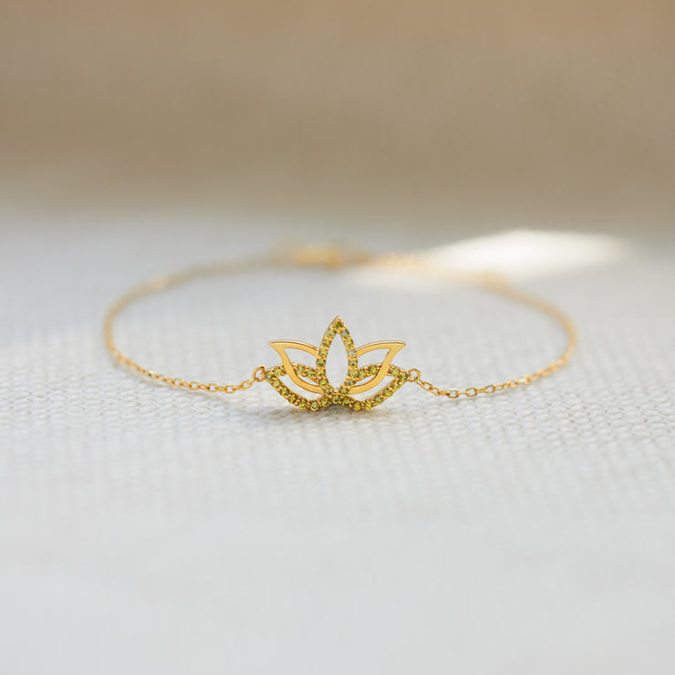 Yellow Pavé Lotus Bracelet