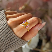 Grandma And 1-8 Grandkids Birthstones Blossom Ring