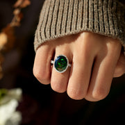 Oval-Shape Black Opal Cocktail Ring