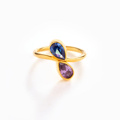 2 Teardrop Birthstone Ring