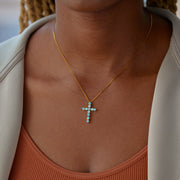 Crystal Blue Cross Necklace For Women