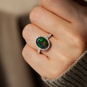 Oval-Shape Black Opal Cocktail Ring