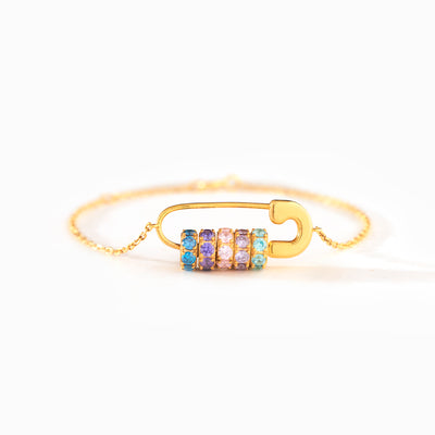 Mama's Little Gang Safety Pin 1-8 Birthstone Bracelet