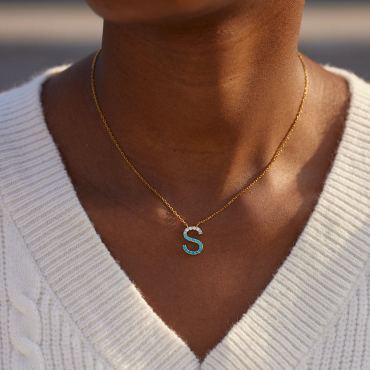 Dear Daughter Gradient Blue Letter Necklace