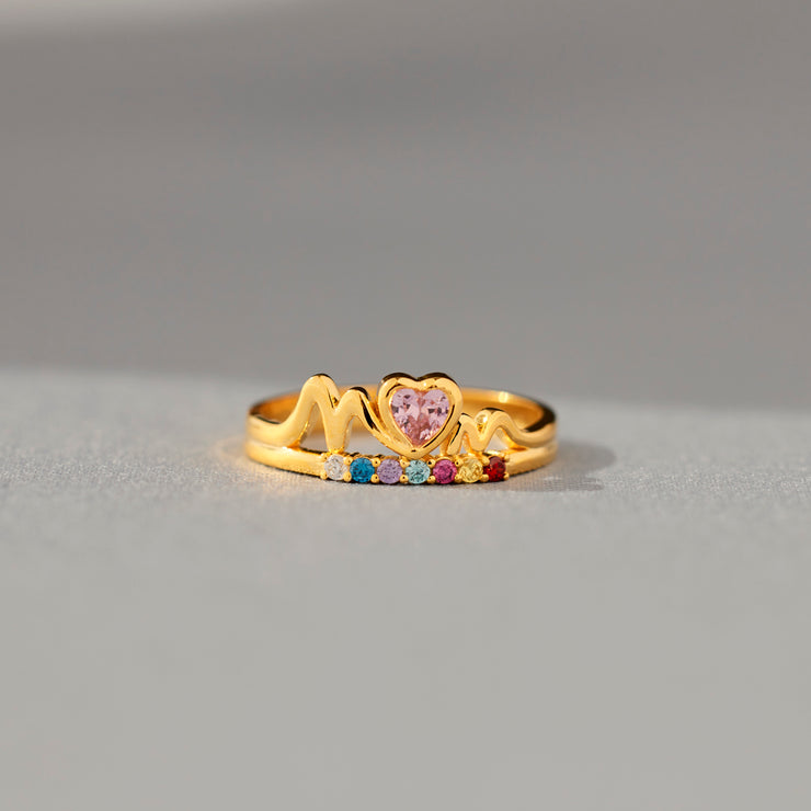 Mom & Her Mini Karma 1-10 Custom Birthstones Ring