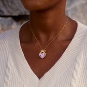 Heart Birthstone Crown Necklace