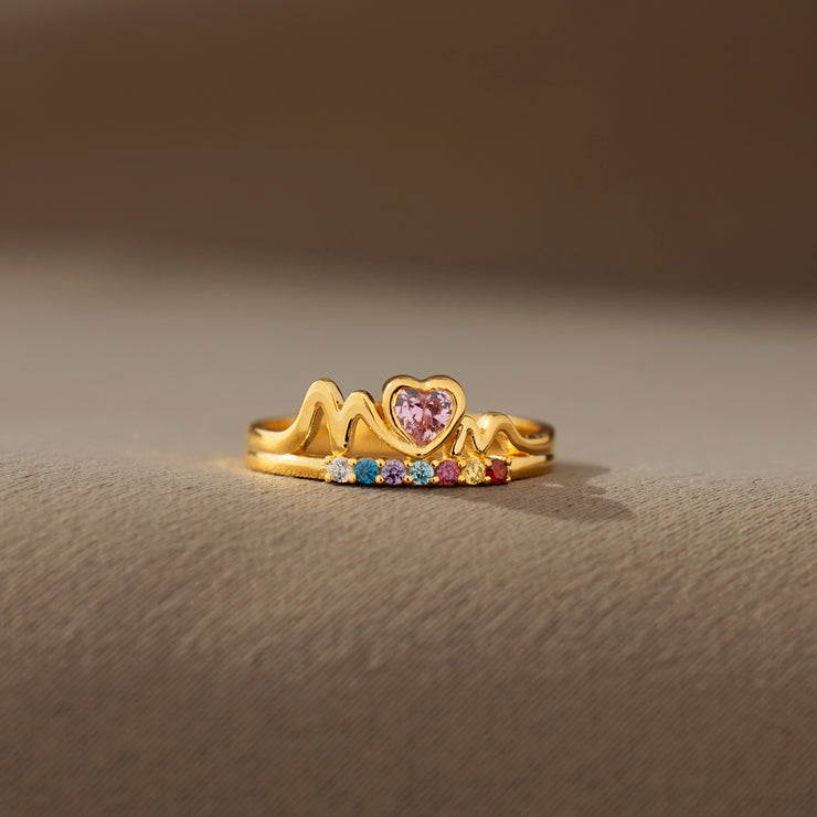 Mom & Her Mini Karma 1-10 Custom Birthstones Ring